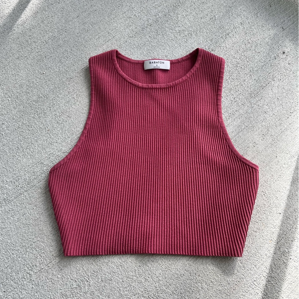 Babaton Sculpt Knit Racer Cropped Tank